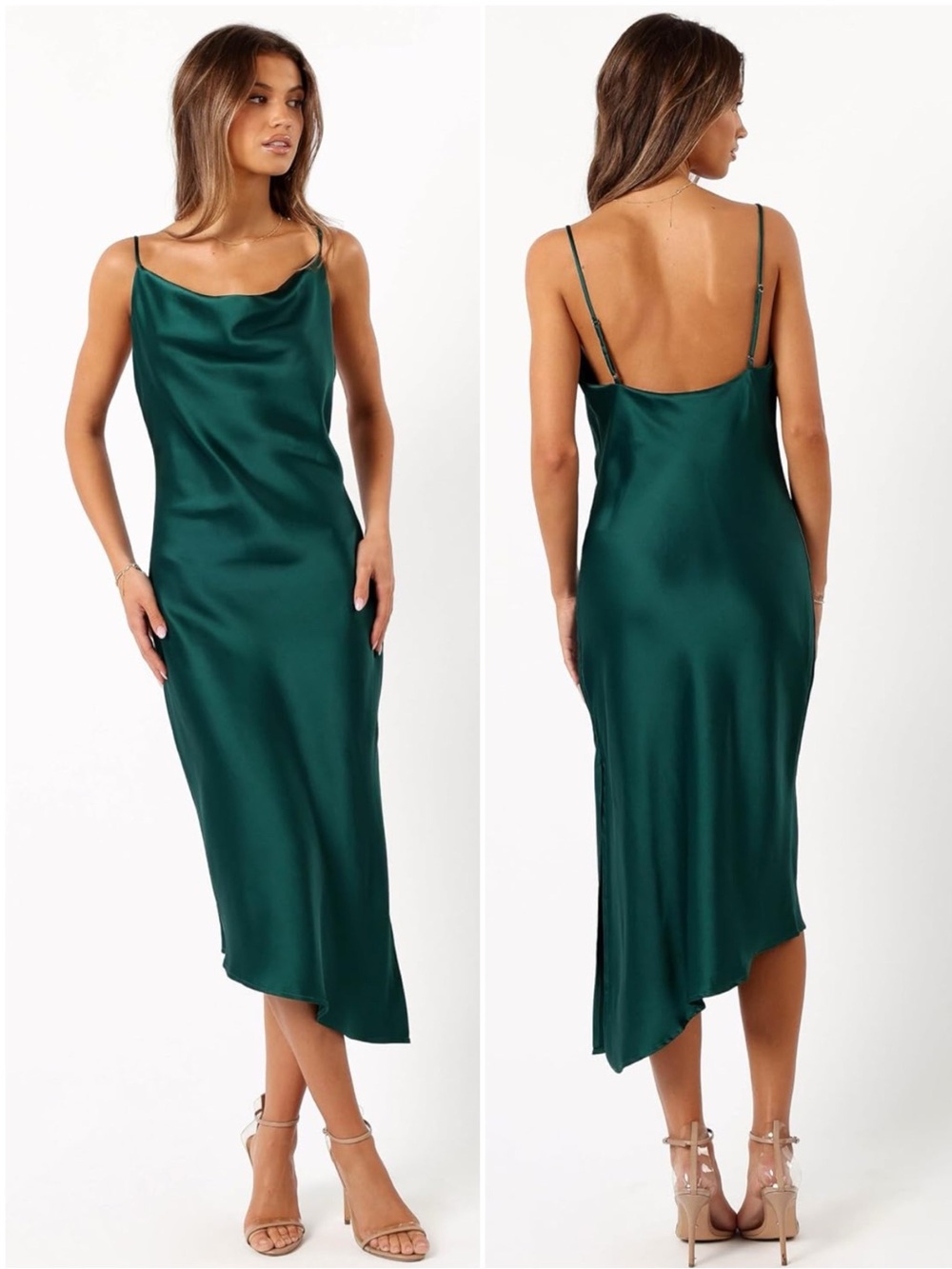 PETAL + PUP Women’s Size‎ US 12 Green Satin Cyprus Asymmetrical Slip Dress